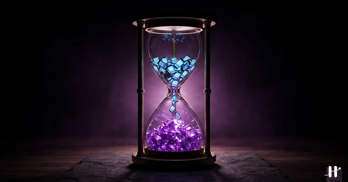 Smartphone displaying screen time reduction apps with purple ambient lighting