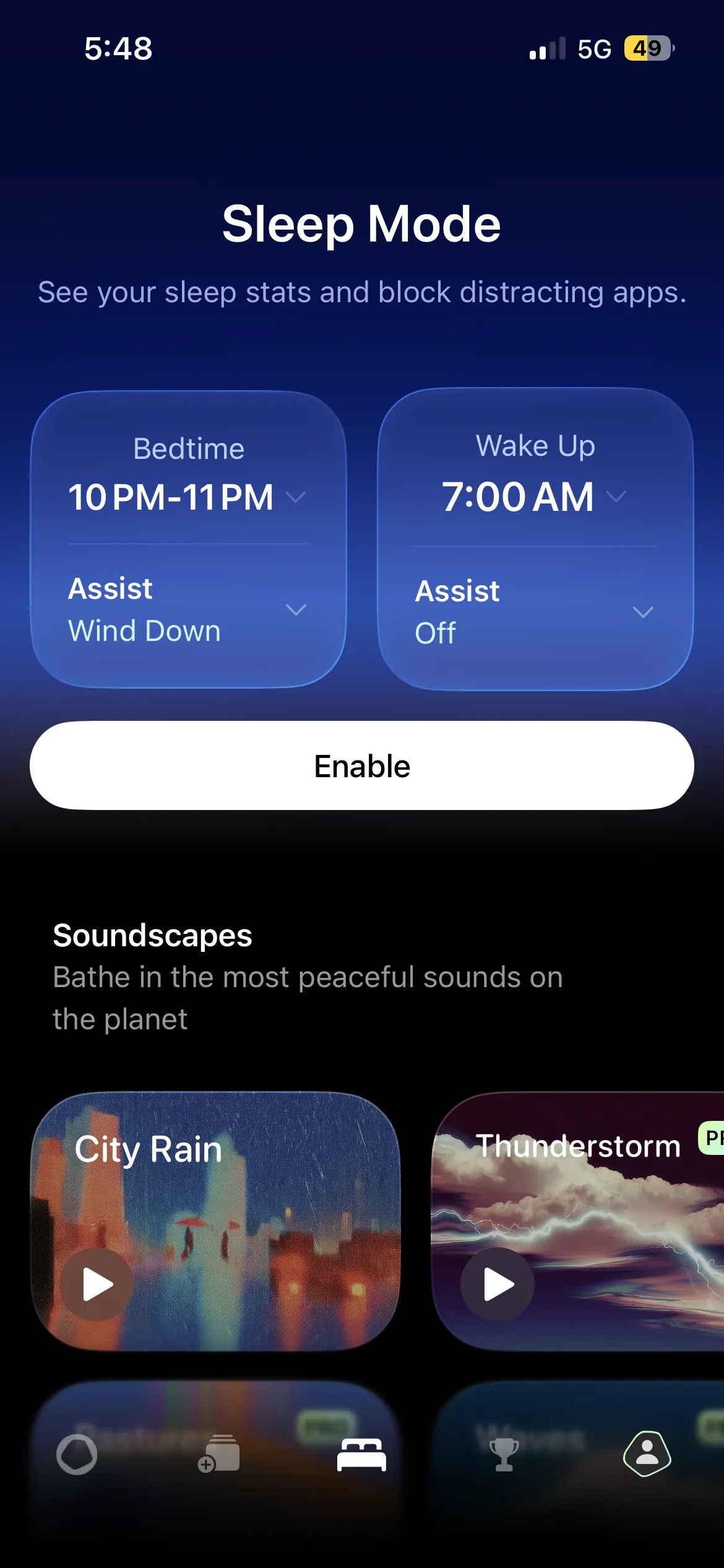 Opal bedtime mode settings