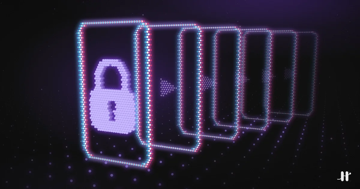 A stack of vertical video cards receding into the distance with a padlock on the front card